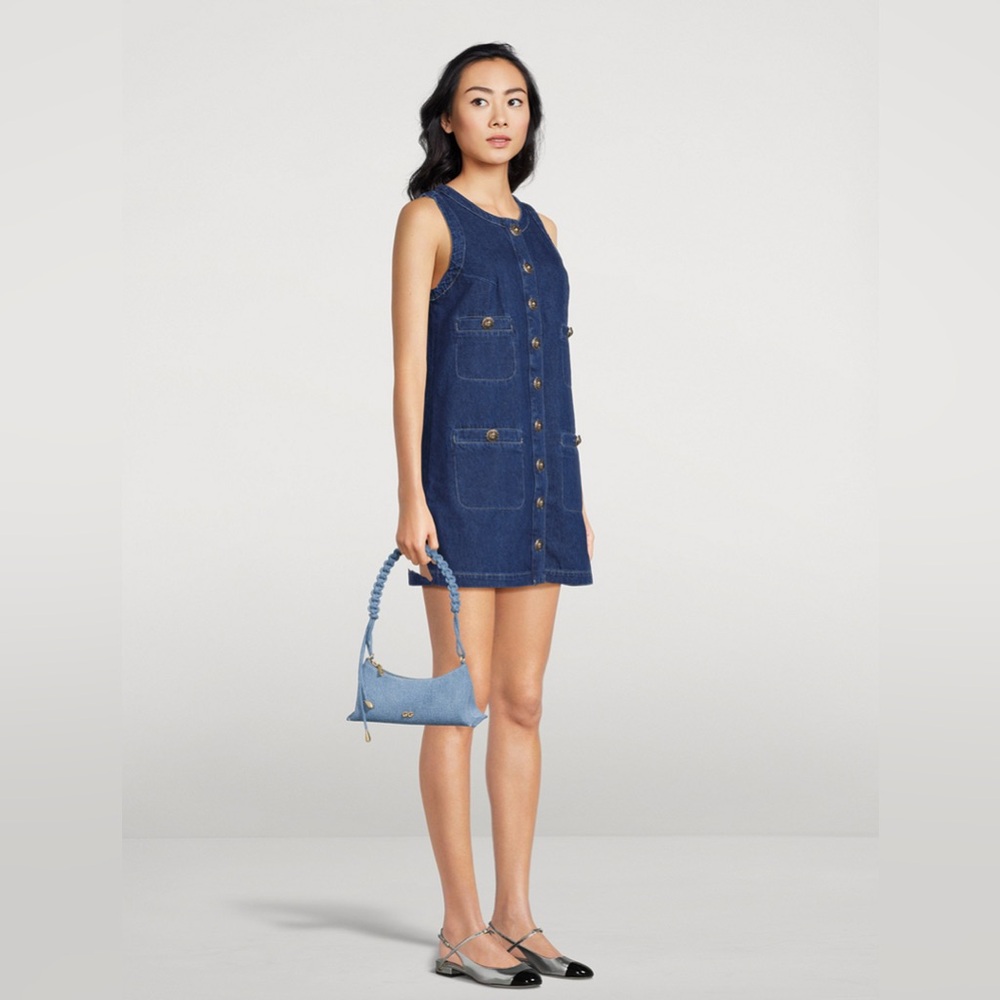 Reformation Women's Blue Tropez Denim Mini Dress 12 - Picture 3 of 11